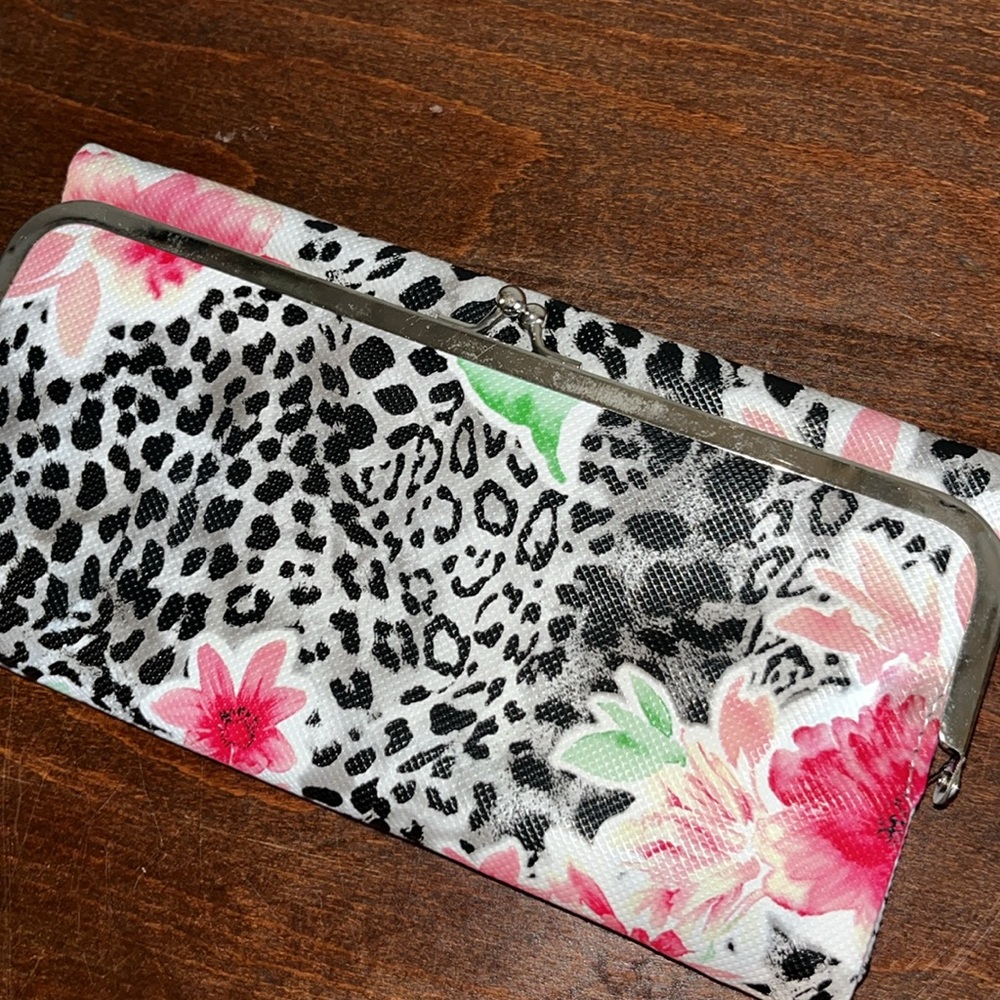 Brahmin Look Alike Black and Pink Wallet with Floral Design - Picture 3 of 5